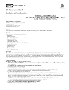 LX Breaker Control Panels Installation and Setup Procedure