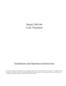 AD 2083/06 Code Translator Install/Operation