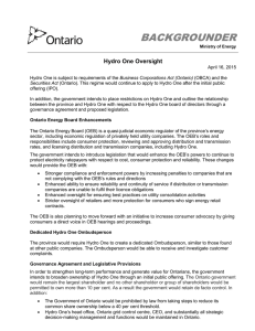Hydro One oversight - Belleville Chamber of Commerce