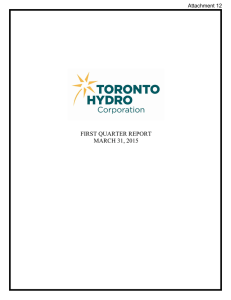 Toronto Hydro Corporation - First Quarter Report