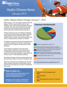 Hydro Ottawa Rates Change January 1, 2013
