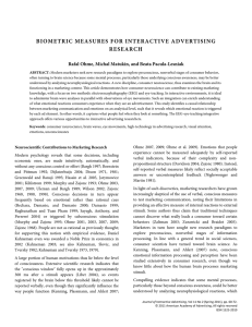 biometric measures for interactive advertising research