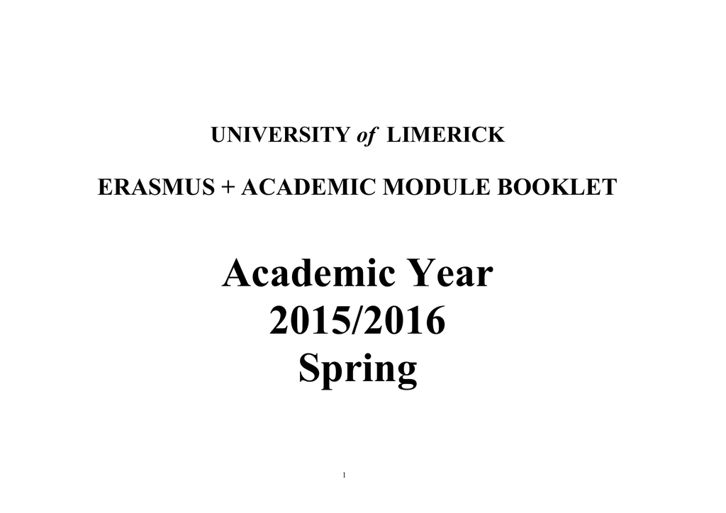 Erasmus Academic Module Booklet Spring 15 16