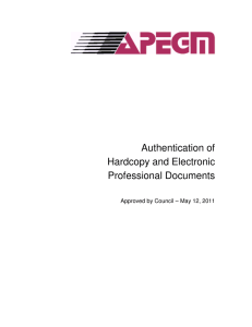 Authentication of Hardcopy and Electronic Professional Documents