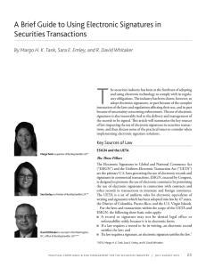 A Brief Guide to Using Electronic Signatures in Securities Transactions