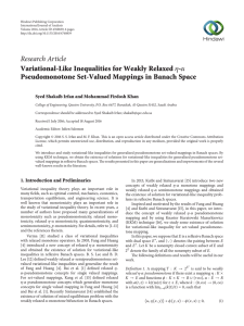 Research Article Variational-Like Inequalities for Weakly Relaxed