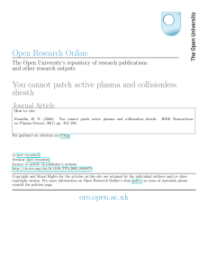 Open Research Online You cannot patch active plasma and
