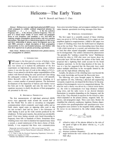 Helicons-the Early Years - Plasma Science, IEEE Transactions on