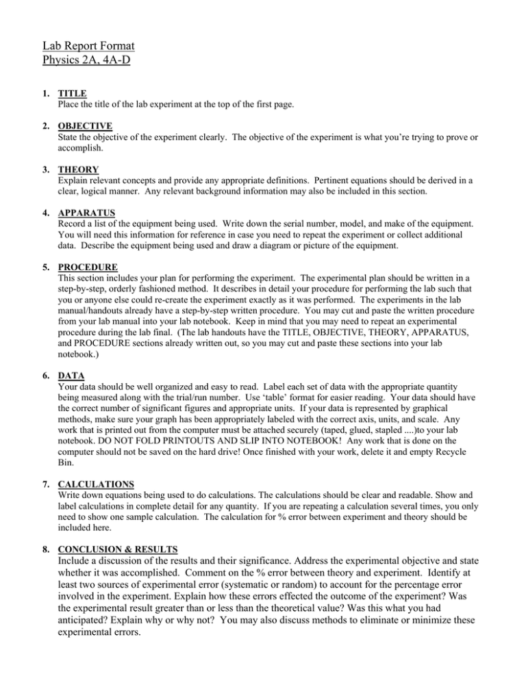 how to write lab report objectives