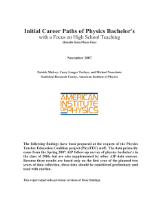 Initial Career Paths of Physics Bachelor`s