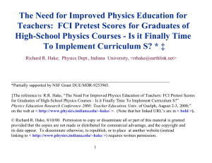 The Need for Improved Physics Education for Teachers: FCI Pretest