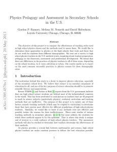 Physics Pedagogy and Assessment in Secondary Schools in the US