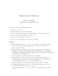 Homework # 5 Solutions
