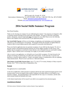 2016 Social Skills Summer Program