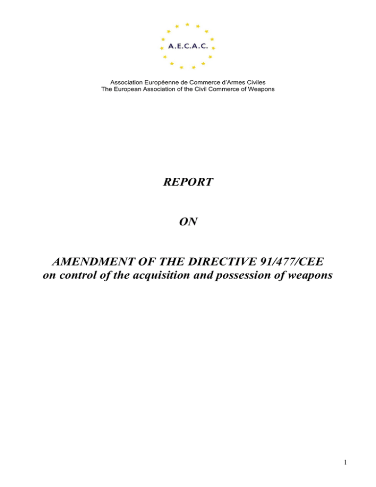 REPORT ON AMENDMENT OF THE DIRECTIVE 91/477/CEE On