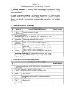 Annexure II Technical specifications of Instruments and PLC system