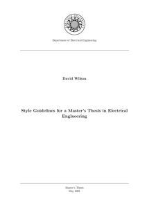 Style Guidelines for a Master`s Thesis in Electrical Engineering