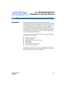 Using Selectable I/O Standards in Cyclone Devices