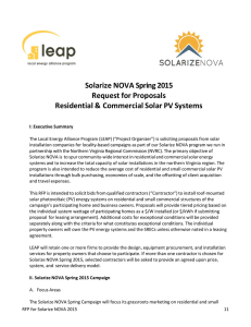 Solarize NOVA Spring 2015 Request for Proposals Residential