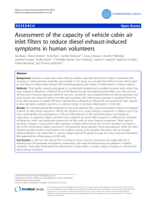 Assessment of the capacity of vehicle cabin air inlet filters to reduce