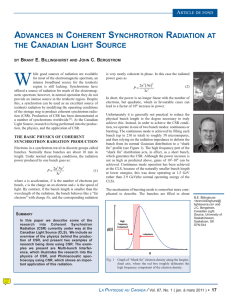 advances in coherent synchrotron radiation at the canadian light
