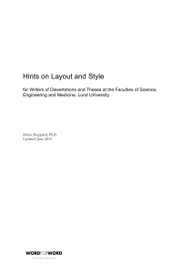 Hints on Layout and Style