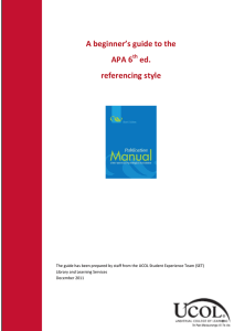 Beginners Guide to APA referencing - 6th edition