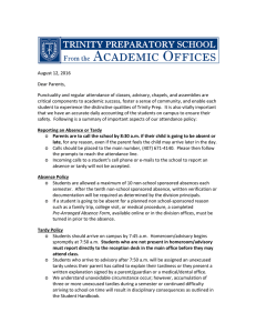 August 12, 2016 Dear Parents, Punctuality and regular attendance