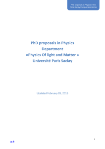 PhD proposals in Physics Department