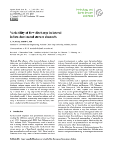 Variability of flow discharge in lateral inflow