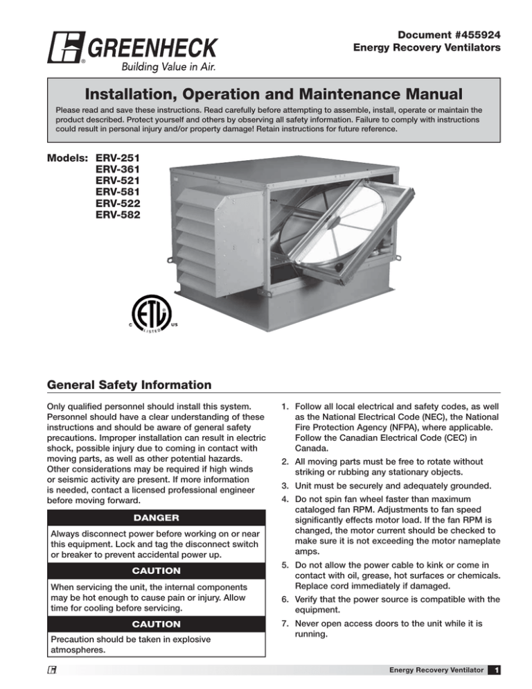 Installation, Operation And Maintenance Manual