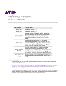 Avid Service Framework v1.7.0 ReadMe