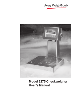 Model 3275 Checkweigher User`s Manual