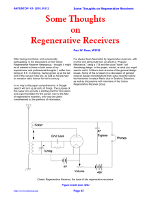 Some Thoughts on Regenerative Receivers