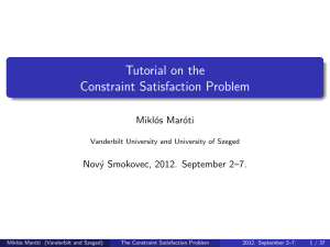 2012 Tutorial on the constraint satisfaction problem