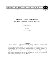 Markov Models and Hidden Markov Models: A Brief Tutorial
