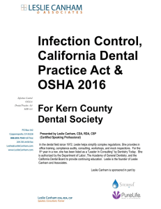 Infection Control, DPA and OSHA Handout