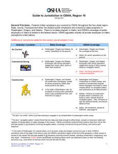 Guide to Jurisdiction in OSHA Region 10