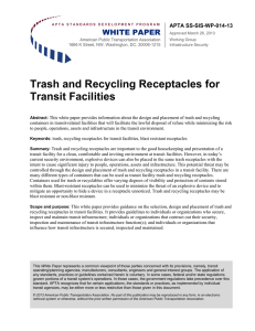 Trash and Recycling Receptacles for Transit Facilities