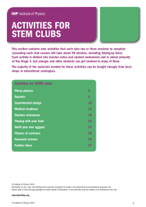 activities FOR steM cLUBs