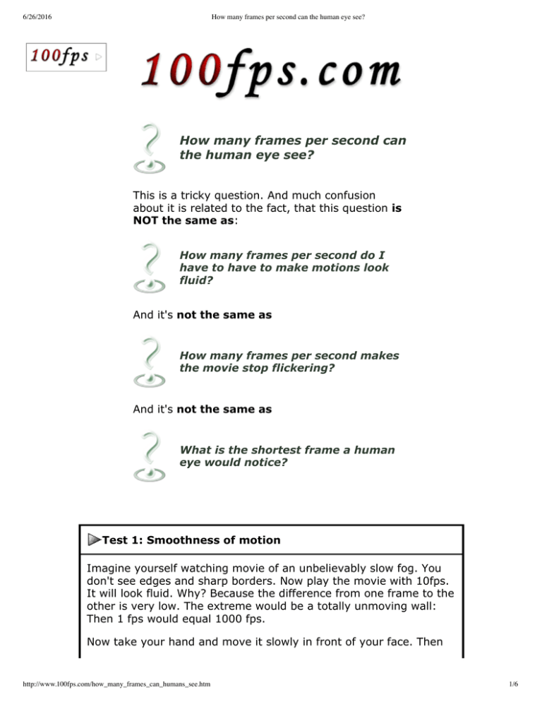 How many frames per second can the human eye see?