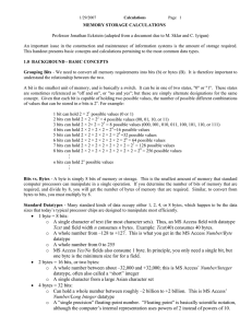 memory storage calculations