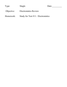 Review for Electrostatics Test