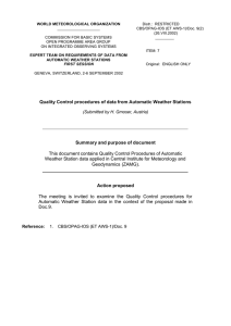 Quality Control procedures of data from Automatic Weather