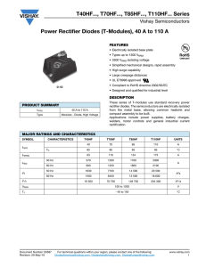 Power Rectifier Diodes (T-Modules), 40 A to 110 A T40HF..., T70HF