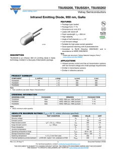 TSUS5200, TSUS5201, TSUS5202 Infrared Emitting Diode, 950 nm