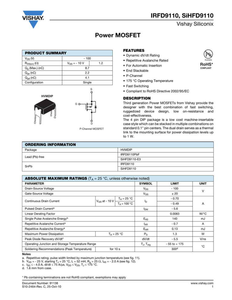 IRFD9110 Power MOSFET