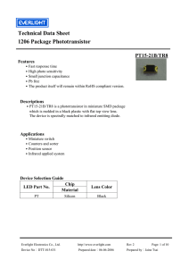 Technical Data Sheet 1206 Package Phototransistor