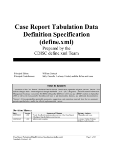 Case Report Tabulation Data Definition Specification (define.xml)