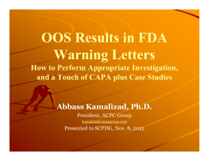 OOS Results in FDA Warning Letters
